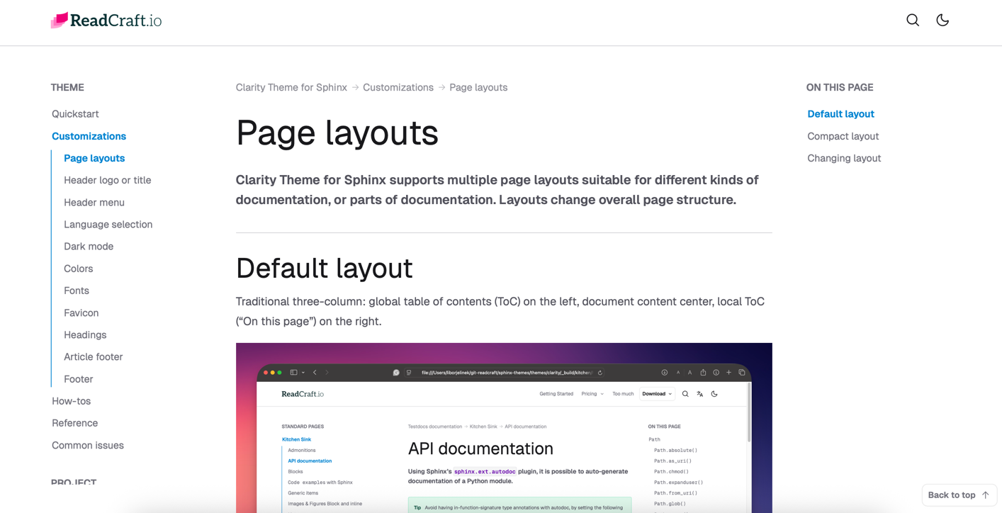 Clarity Theme for Sphinx screenshot 4