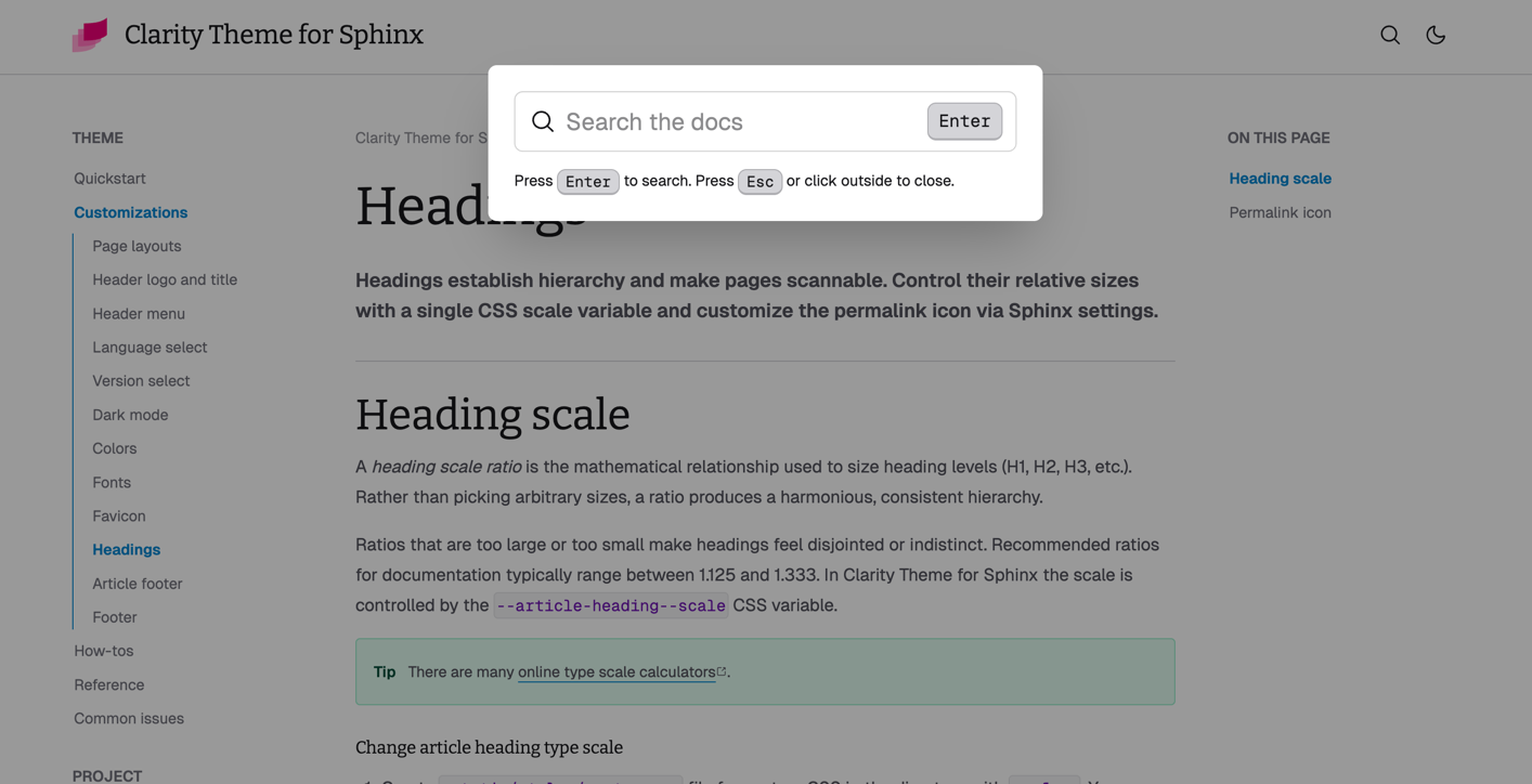 Clarity Theme for Sphinx screenshot 6